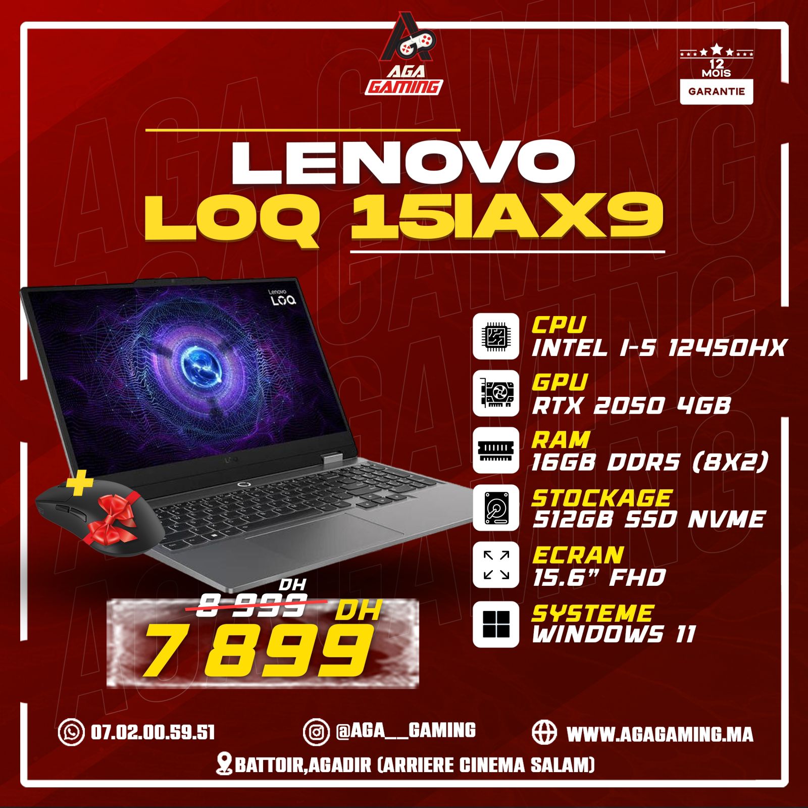 LENOVO LOQ 15IAX9 i5-12450HX/RTX 2050 4Gb LENOVO LOQ 15IAX9 i5-12450HX/RTX 2050 4Gb
